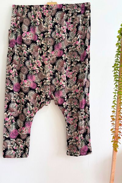 sinankardeşler Viscose Patterned Large Size Women's Shalwar - Elastic Pockets