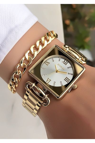 Homies Original New Season Square Case Women's Watch with Bracelet Gift