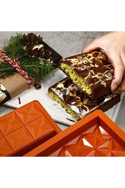 Siliko World Silicone Mold Dubai Chocolate and Cake Star Pattern Large Tablet Dubai Chocolate Mold