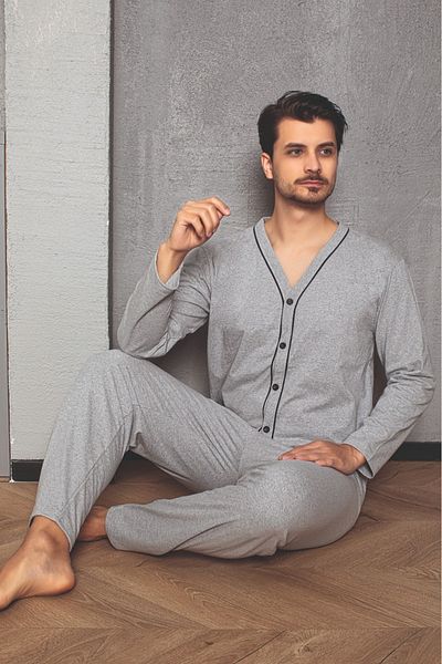 Sude HOMEWEAR ΑΝΔΡΙΚΗ ΣΕΤ ΠΙΤΖΑΜΑ ΜΕ ΚΟΥΜΠΙΑ