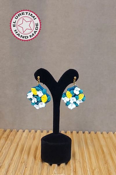 Uretti - Hatice 4962 5914 Handmade Asymmetric Flower Polymer Clay Earrings