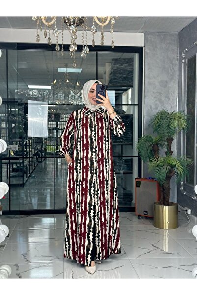 Zümra Tesettür Moda Lenna Uzun Gömlek-bordo Bordo Beden 2-44-46