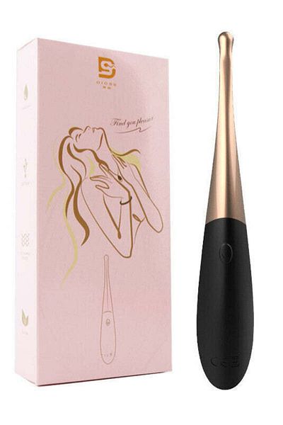 WildFashion Mini Vibrator tip "Point Tide Pen" pentru stimulare clitoridiana, Negru si Auriu, TOY447-177