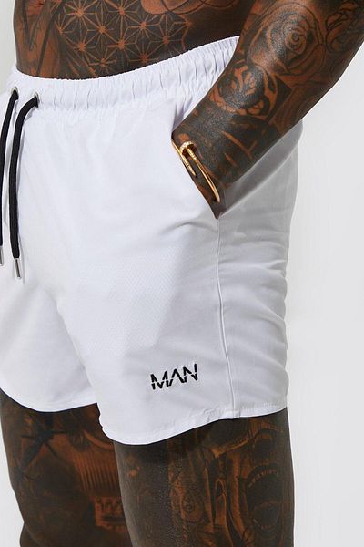 NEWLAKER Premium White Men's Swim Shorts with Side Pockets