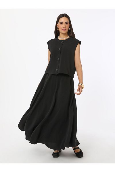Refka Modal Skirt Vest Double Suit - Black - Refka