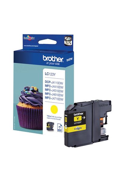 Brother Original Brother LC123Y Ink Cartridge, Yellow, 600 pages