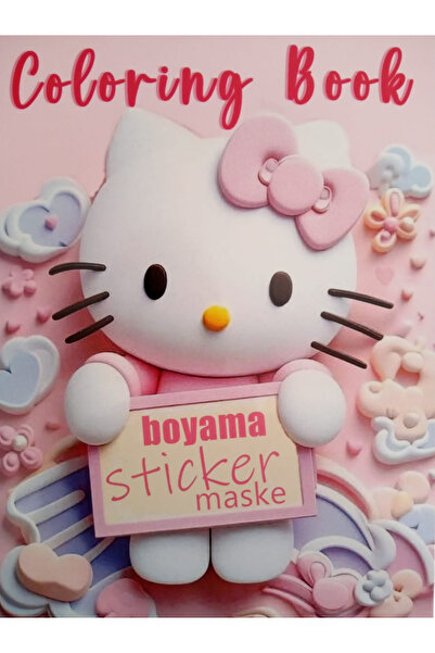 booddie Hello Kitty Karakterli Boyama Kitabı Stickerlı Arka Kapak Maskeli Boy...