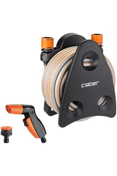 CLABER Mini-set Utility Hose Box with Hose, Couplings, and Spray Two Jet Types
