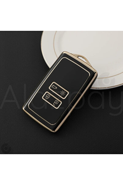 Alazpay Husă pentru chei Renault Clio 5 Megane E-tech Austral Koleos Kadjar Captur Zoe (aur negru - 1 bucată)