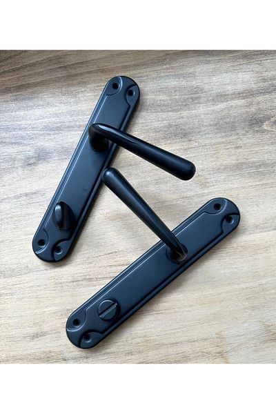 Karan Porselen Matte Black Eco Mirrored Aluminum Wc Door Handle