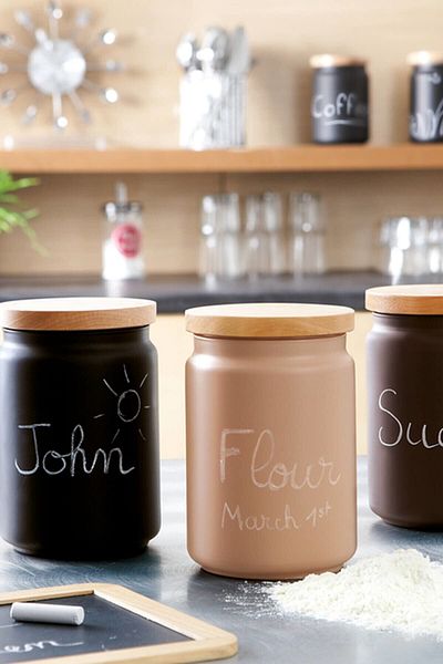 Luminarc Box Manıa Writable Brown Color Jar 1L + Wooden Lid J6791