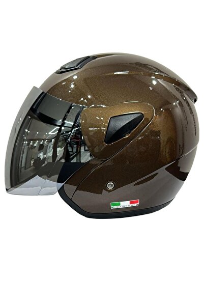 Sway Xbyc 700 Yarı Camlı Elektrikli Bisiklet Motosiklet Ve Scooter Kaskı 2XL Beden Kahve