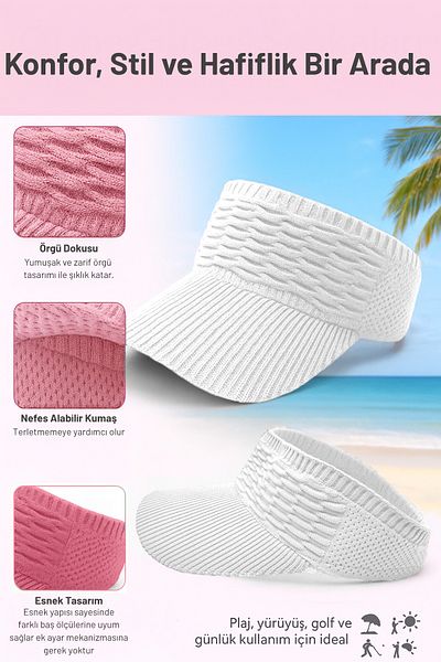 Cristante Zappella Women's Knitted Textured Visor Hat – Summer Shade Sports and Stylish Design Golf Hat, Tennis Hat,