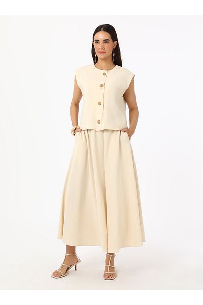 Refka Modal Skirt Vest Double Suit - Beige - Refka