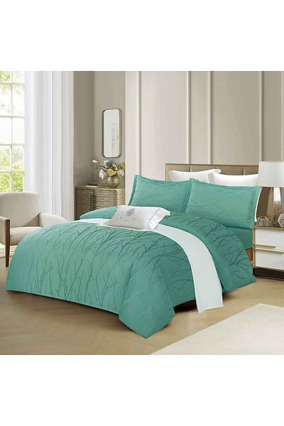 CHIRASO CHIRASO 4-Piece Satin Bedding Set, with Fitted Sheet 180x200, Elegant Design, light green
