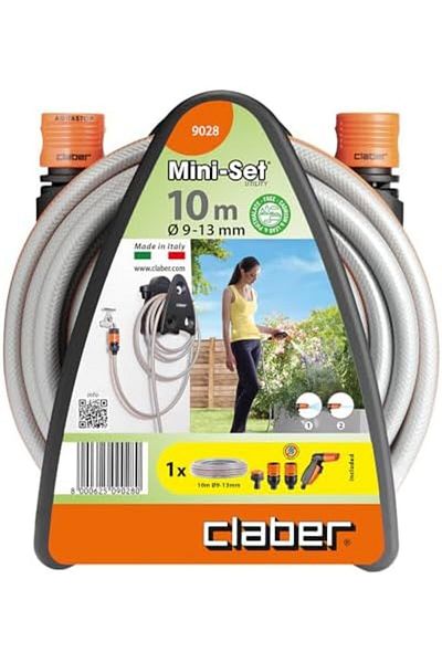CLABER Mini-set Utility Hose Box with Hose, Couplings, and Spray Two Jet Types