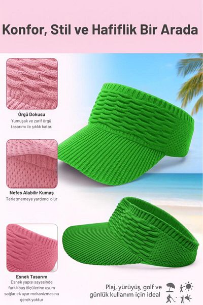 Lord Mountain Visor Sea Hat, Summer Hat Women's Knitted Textured Visor Hat