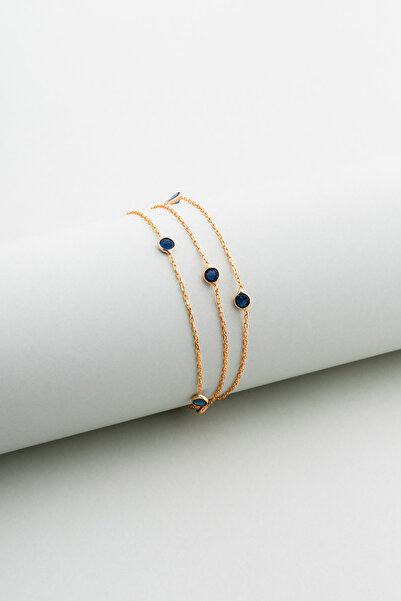 So CHIC... Üç Sıra Zirkon Taşlı 18 Ayar Rose Altın Kaplama 19 Cm Gümüş Bileklik