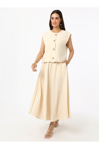 Refka Modal Skirt Vest Double Suit - Beige - Refka