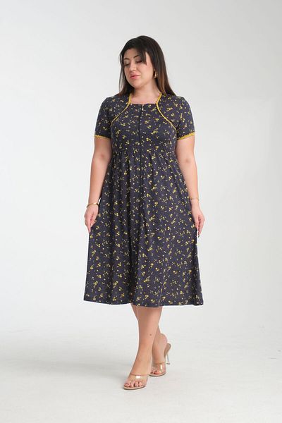 Wild Love Plus Size Floral Print Floor-Length Zipper Short Sleeve Dress