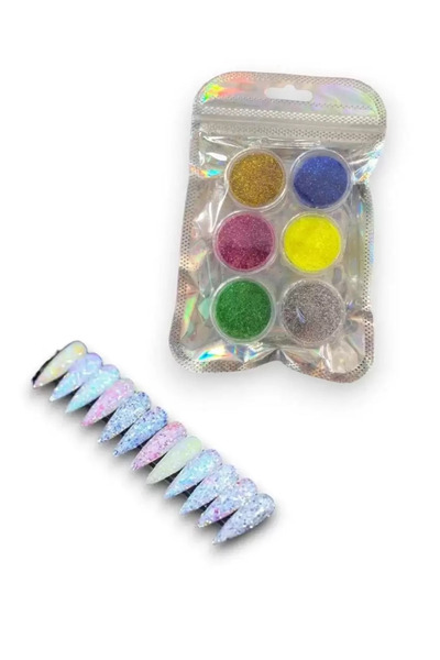 Vitastyle 6'lı Karışık Renk Glitter Nail Art Tırnak Süsleme Simi