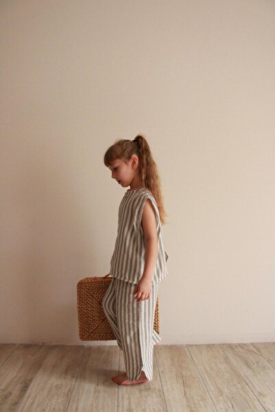 Oh La La Koala For Little Ones Gray Striped Back Detailed Muslin Suit