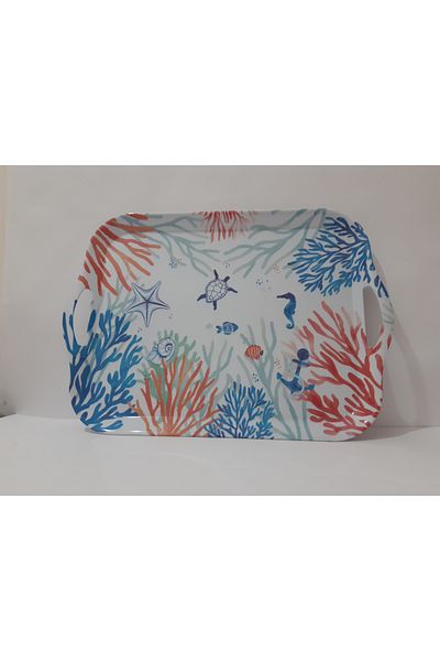 renkli çiçekler Melamine Tea Tray 44X30 cm Melamine Tea Tray with Handles Serving Tray Presentation Tray