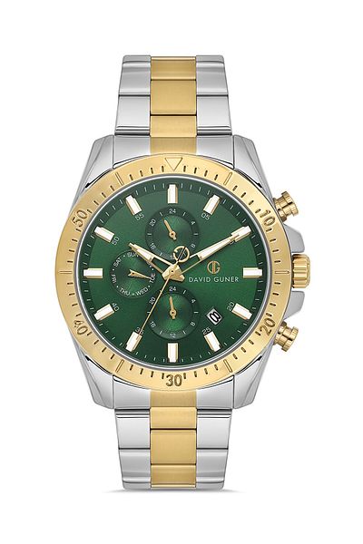 DAVID GUNER Yellow White Coated Green Dial Men's Watch Dg-8737Ga-D10