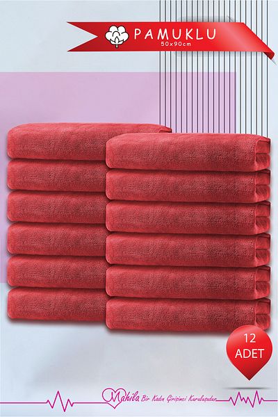 Mahila 12 Pieces 50X90 Cotton Towels, Premium Towels, Sports Towels, Fitness Towels, Barber Hairdresser Towels
