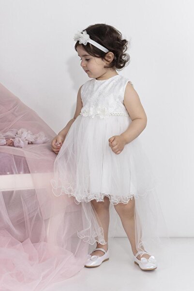 MİNİMONY Minimony 6-24 Ay Kolsuz Tül Kuyruklu Kız Bebek Çocuk Elbise 1001 Bay...