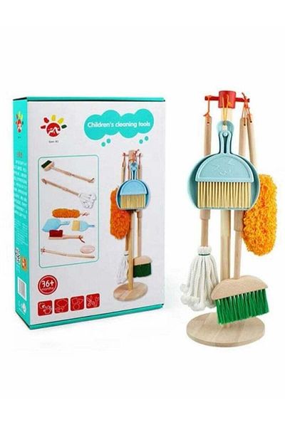 MARAH TOYS مجموعة ألعاب تنظيف خشبية قابلة للإزالة للأطفال