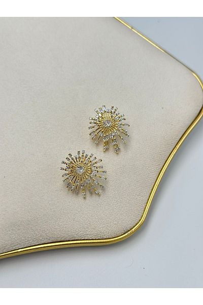 MyladyAccessoriess Baguette Stone Detail Premium Sun Earrings