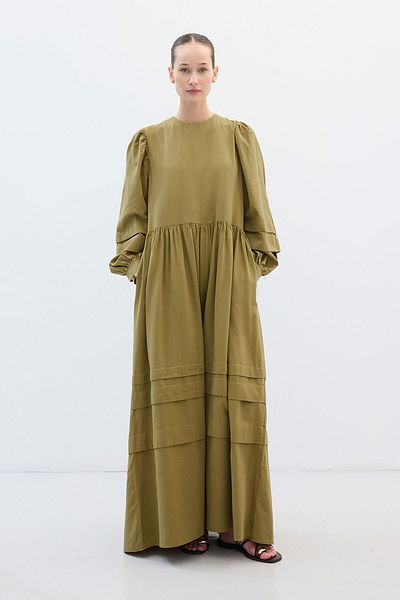 Hooopstore Φόρεμα Allerli Olive από βαμβακερό μείγμα