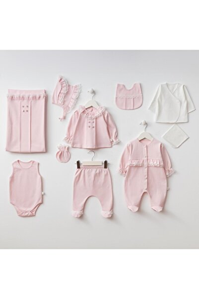 Mert Baby Lace Button Detailed 10-Piece Organic Hospital Discharge Set 100% C...