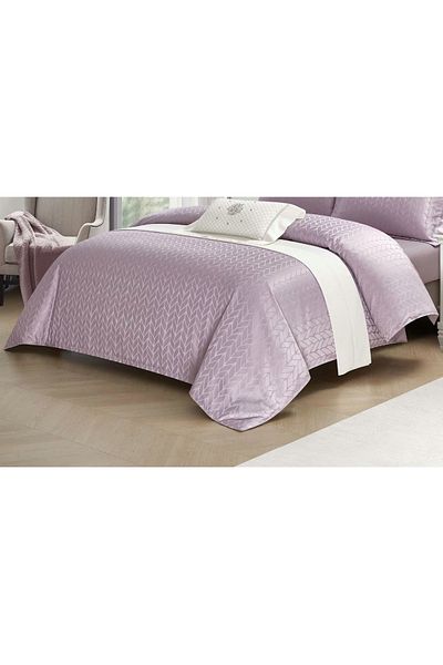 chiraso CHIRASO 4-Piece Satin Bedding Set, with Fitted Sheet 180x200, Elegant Design, Pale Purple