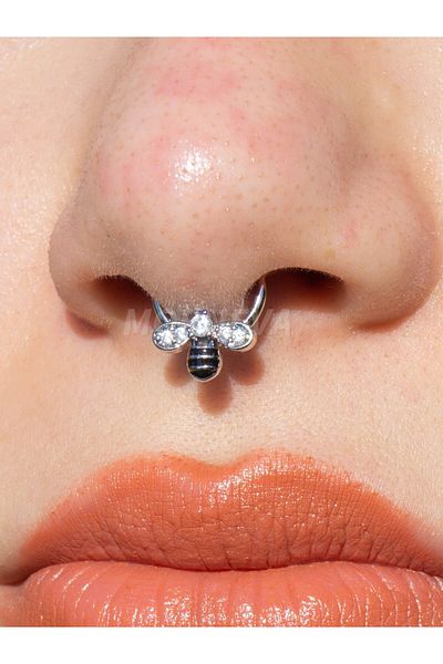 MORNEVA Surgical Steel Bee Pattern Interlock Ring Daith Septum Piercing