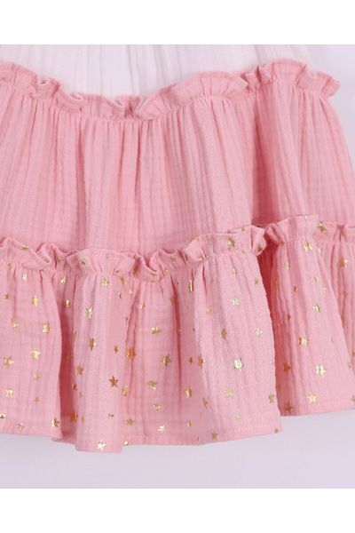 PİTABABY Fiona 3 Layer Color Gradient Baby Girl Dress – Cream & Pink