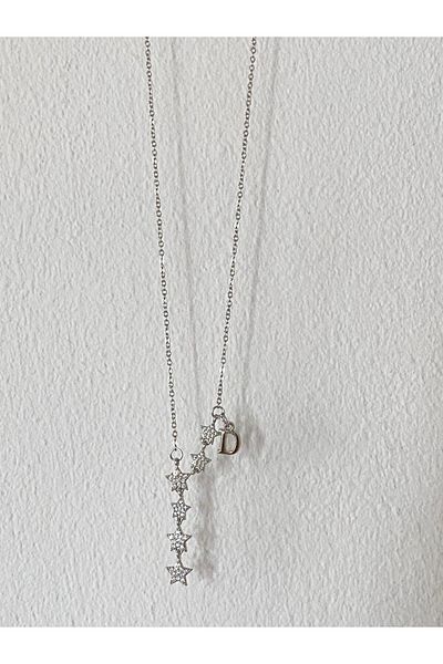 bijoux uniques Shooting Star D Letter Steel Necklace