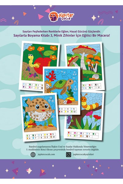 Jüpiter Çocuk Yayınları Coloring by Numbers Book – Level 3 |   For Children |   5-7 Years |   32 Pages |   Coding Activity Series