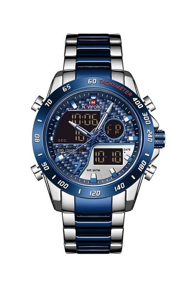 Naviforce Men's Stainless Steel Analog & Digital Wrist Watch 45 mm