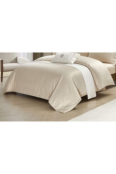 chiraso CHIRASO 4-Piece Satin Bedding Set, with Fitted Sheet 180x200, Elegant Design, Cream White