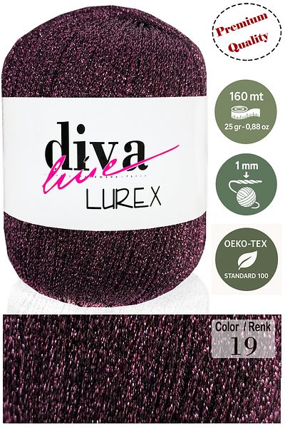 Diva İplik Diva Lurex 19 μελιτζάνα