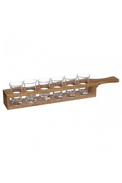 Secret de Gourmet Σετ 6 ποτηριών Viktor, γυάλινο, ξύλινη βάση, 41 x 7,5 x Υ 5,5 cm, 40 ml