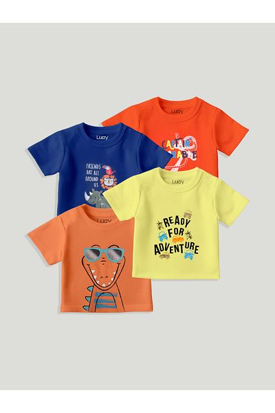 luay Unisex Cotton T-Shirt: Cute and Comfy Everyday Wear (Pack of 4) 18-24 M