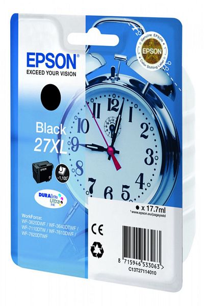 EPSON Original Epson T2711 / C13T27114010 Ink Cartridge, Black, 1100 pages