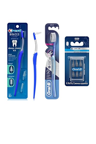 Oral-B فرشاة أسنان كريست آيريفيس + فرشاة أسنان تقويمية 35 ناعمة + فرشاة بديلة...