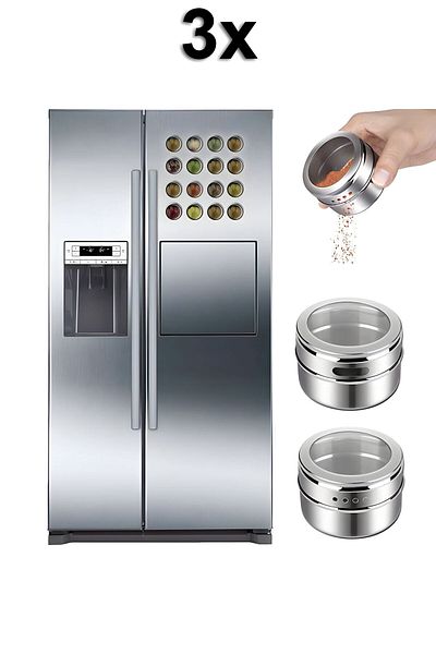 Weather Forecast Set of 3 Magnetic Steel Spice Shakers Cin114X