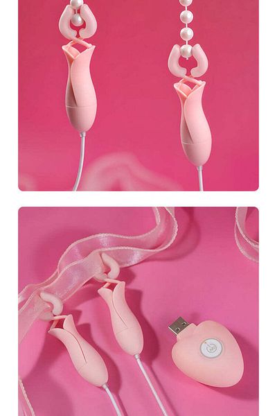 WildFashion Rechargeable Nipple Stimulator/Vibrator, Pink TOY423-5