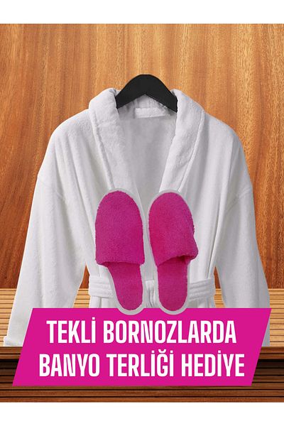 PAMUK DÜNYAM HOME Women's - Men's Single Bathrobe - Slippers with Gift