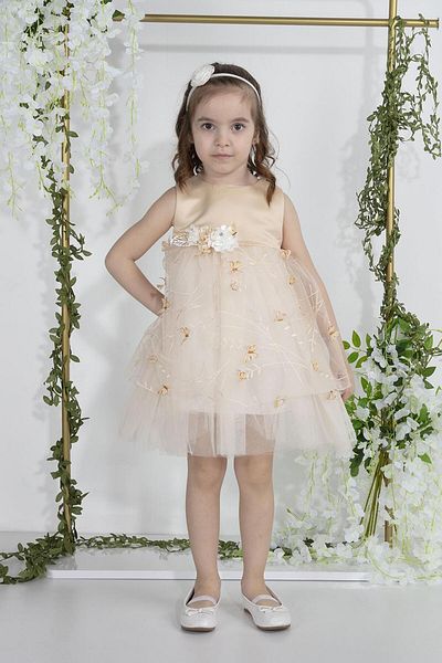 MİNİMONY Miniminy 1-5 Years Butterfly Detail Tulle Baby Girl Παιδικά Eid Graduation Prom Βραδινό φόρεμα Νυφικά Φορέματα